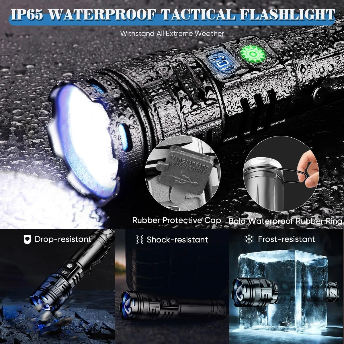 High Power 30W LED Flashlight White Laser Ultra Bright Long Range 1500m Lantern Outdoor Tactical Flashlight IPX5 Camping Torch