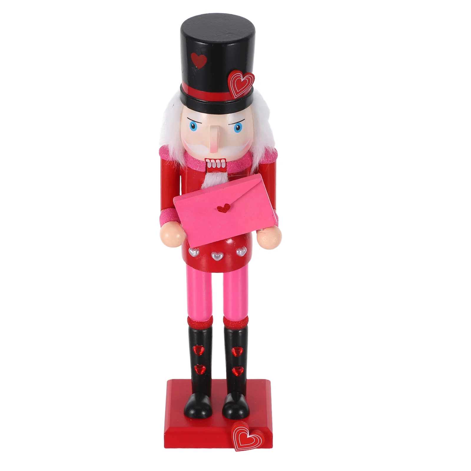 

36Cm Valentine'S Nutcracker Figure Wooden Holiday Decoration Heart Envelope Design Christmas Party Ornament Soldier Tabletop