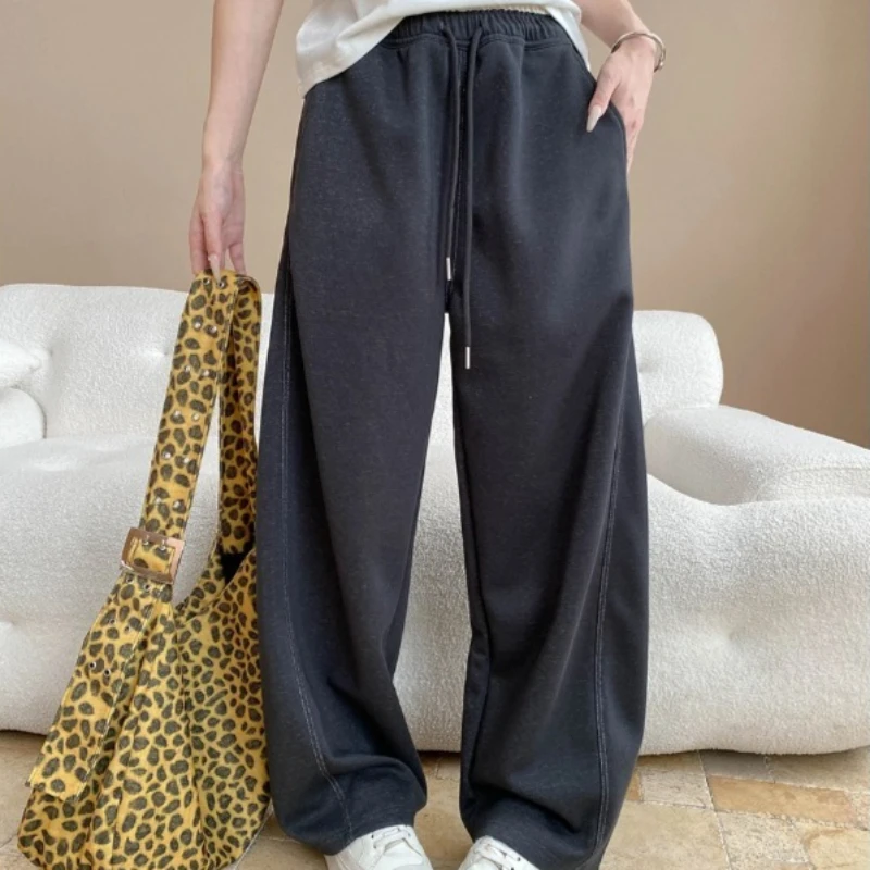 

Pant Women Wide Leg Long Pants High Waist Straight Trousers Streetwear Elegant Tracksuit Thick Work Casual Capris Autumn Winter