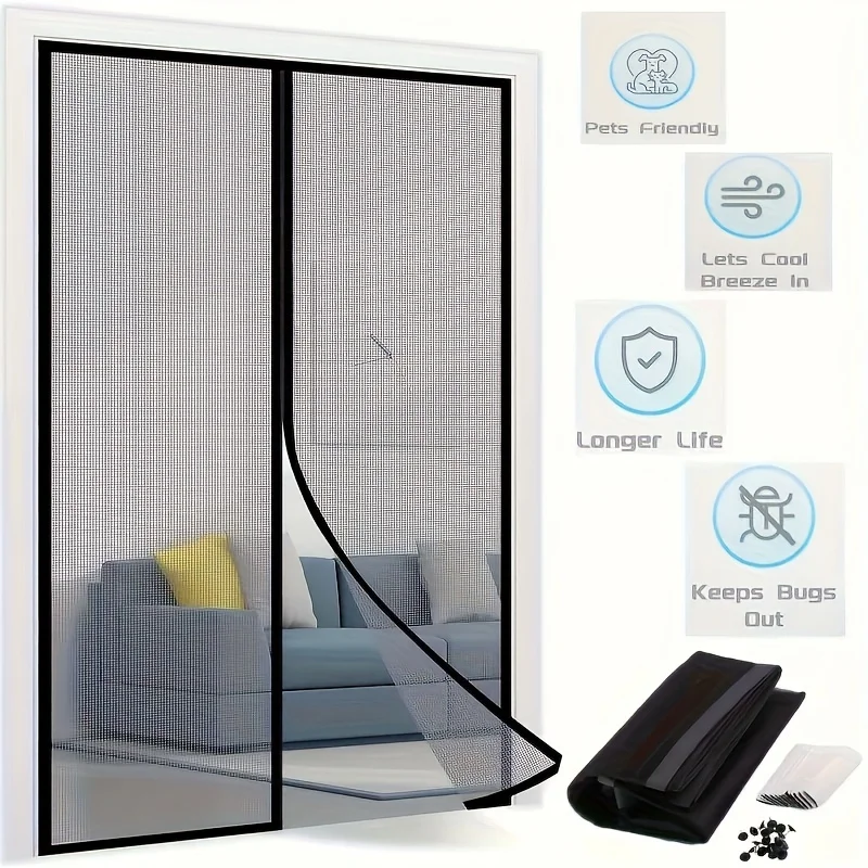Durable Pet Friendly Mesh Screen Door Easy Install Bug Barrier Fresh Air Patio Screen