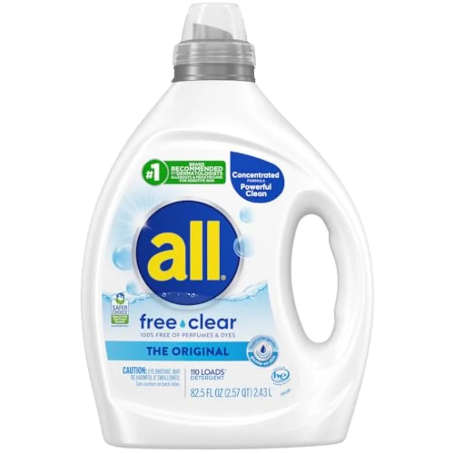 

free clear, Original, Liquid Laundry Detergent for Sensitive Skin, Unscented and Hypoergenic, Concentrated, 82.5oz, 110 Loads