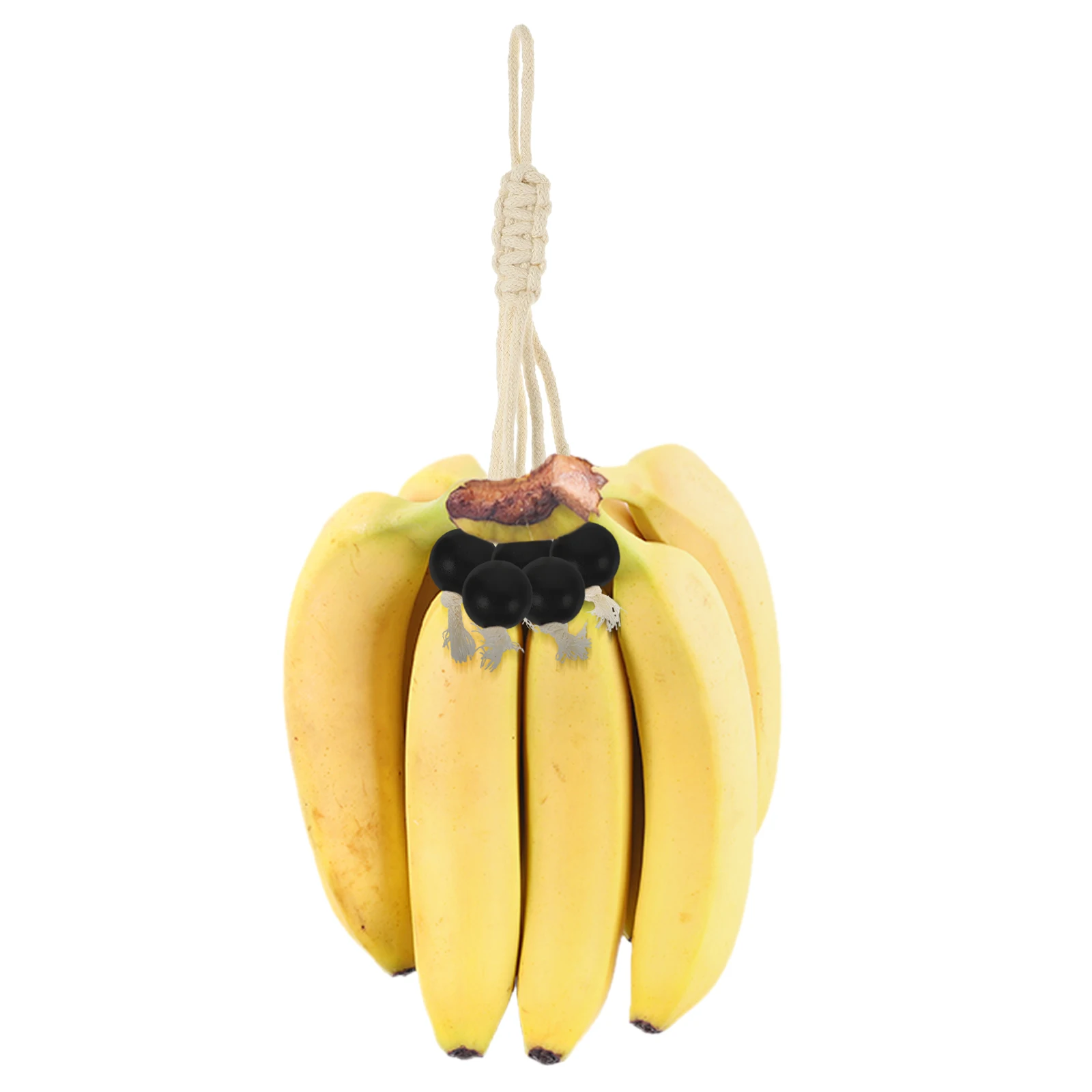 

2pcs Banana Storage Hanging Set Cotton Rope Holder Black Macrame Keeps Freshness Kitchen Basket Organizer Handwoven