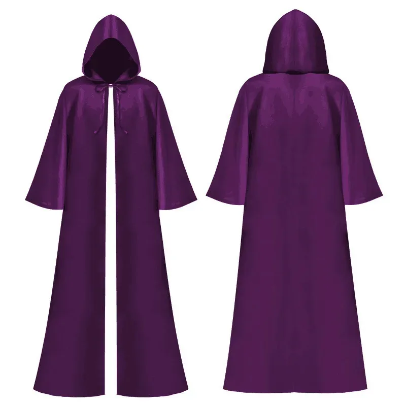 القرون الوسطى الرجال النساء تونك مقنعين فارس كرنفال مصاص دماء رداء تأثيري ازياء معالج عباءة كيب الراهب يتوهم هالوين mb.3