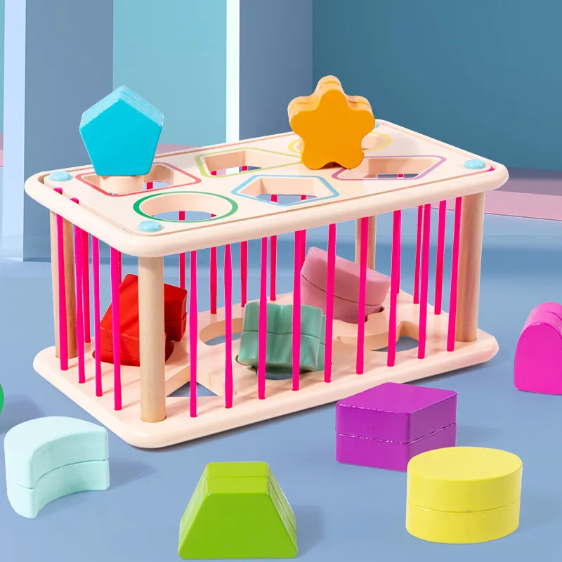 Montessori Toys for 1 Year Old,Baby Sorter Toy Colorful Cube and 12 Pcs Multi Sensory Shape,Developmental Learning Toys