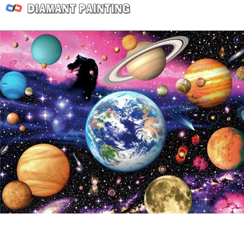 5D New Star Diamond Painting Full Square Universe Scenery Diamond Embroidery Planet Cross Stitch Kit Children Gift Home Decor