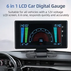6 in 1 Car LCD Digital Gauge Tachometer Oil Pressure Voltage Water Temperature Oil Temperature 0~8000 rpm meter diesel engine