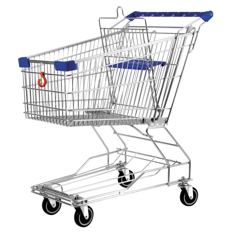 custom.High Quality Swivel Wheels 150L Metallic Supermarket Shopping Trolley Cart with Handle