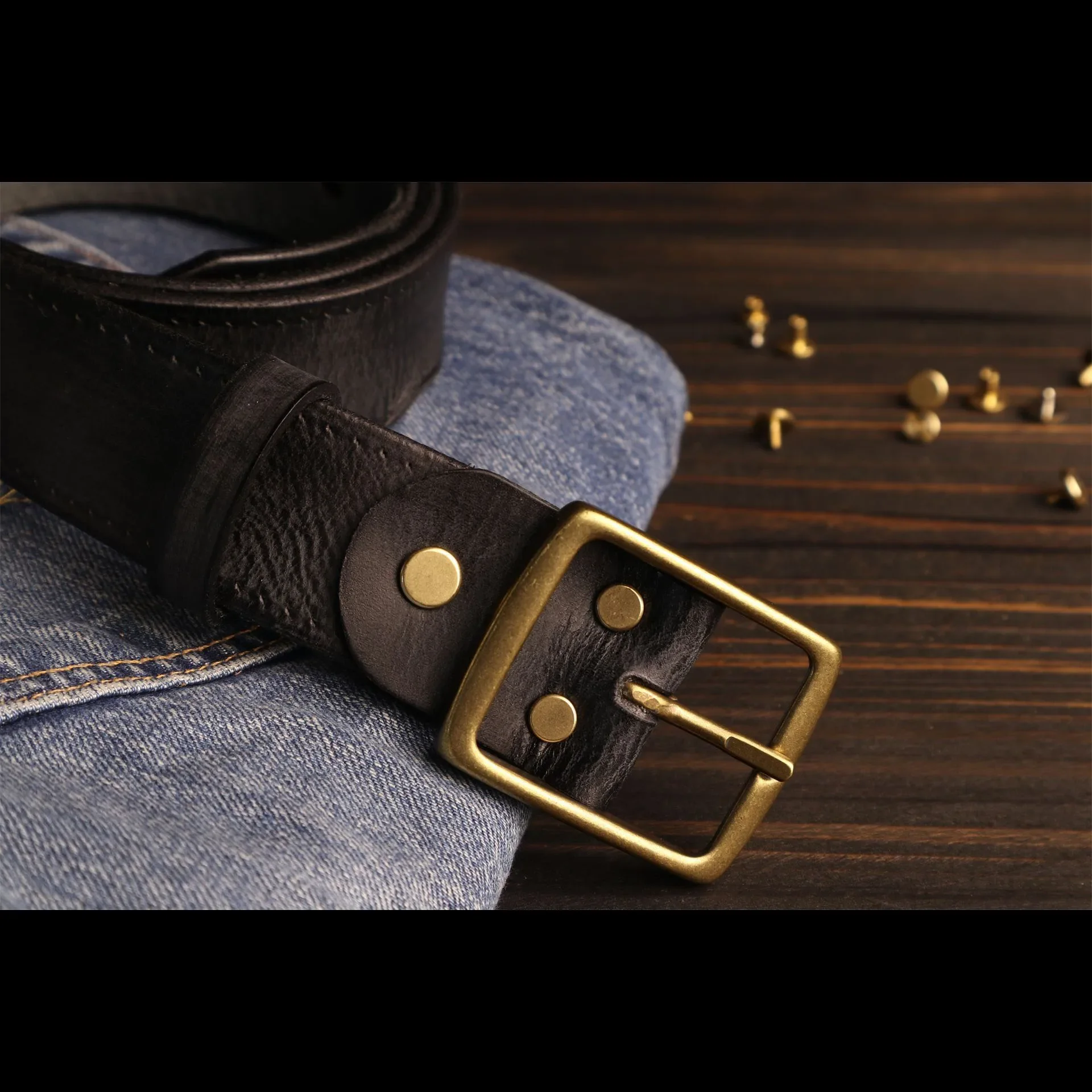 

Винтажный стиль, ремень из воловьей кожи с латунным винтом, фиксированная пряжка, потертый готовый ремень для мужчин, ширина 38 мм