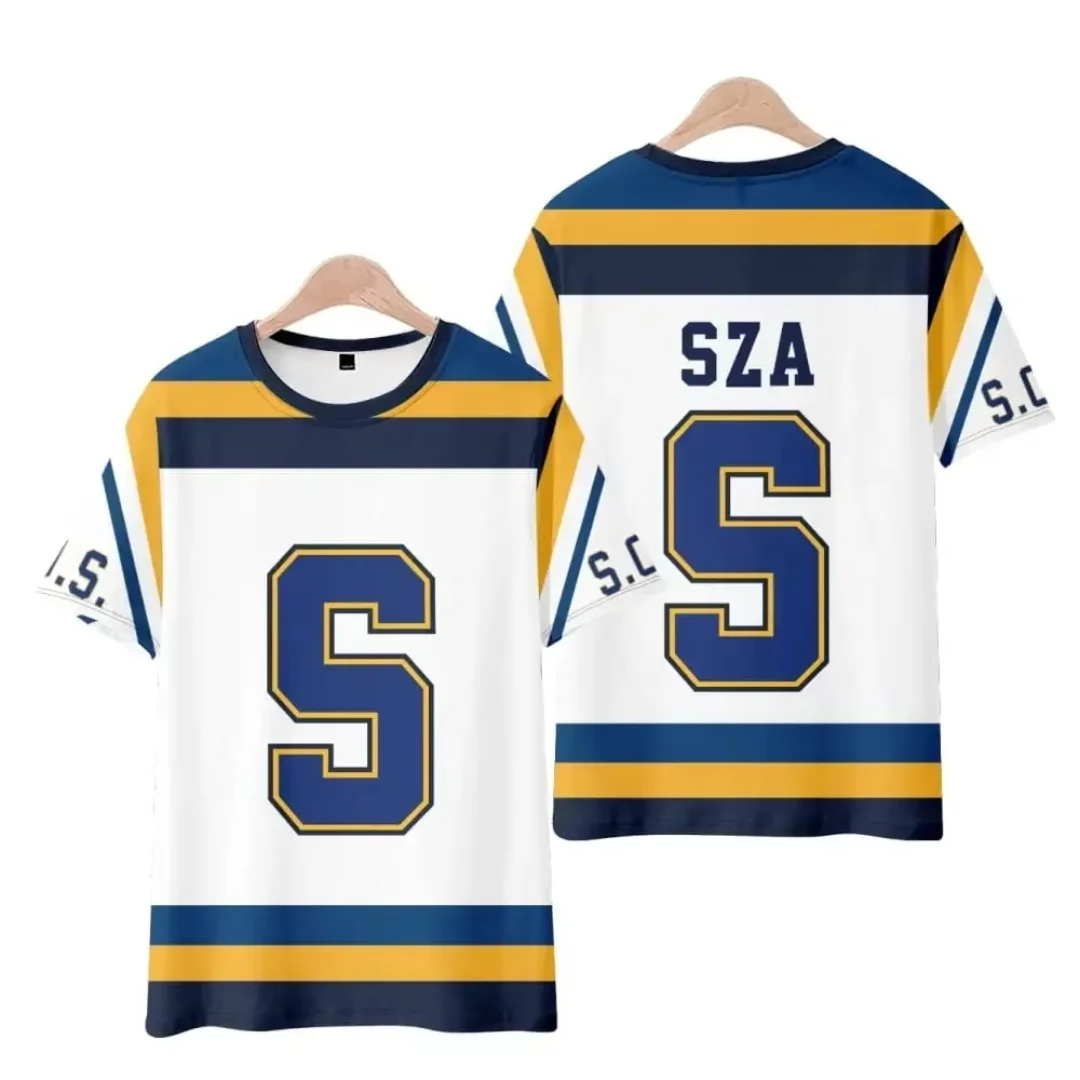 SZA Men's Football Sports Street Loose Comfortable Short Sleeve Hip Hop Style Fitness Oversized Splicing Round Neck Tops image 5