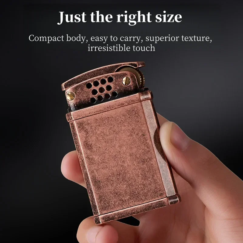 Briquet en métal Vintage, meule classique, Texture d'allumage, coupe-vent, accessoires pour fumer, cadeau haut de gamme pour hommes
