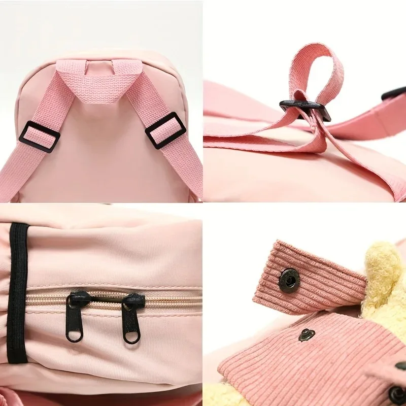 حقيبة ظهر على شكل دمية دب قطيفة مخصصة - نمط لطيف مع تطريز اسم مخصص، حقيبة مدرسية للأطفال متوفرة للفتيات والفتيان