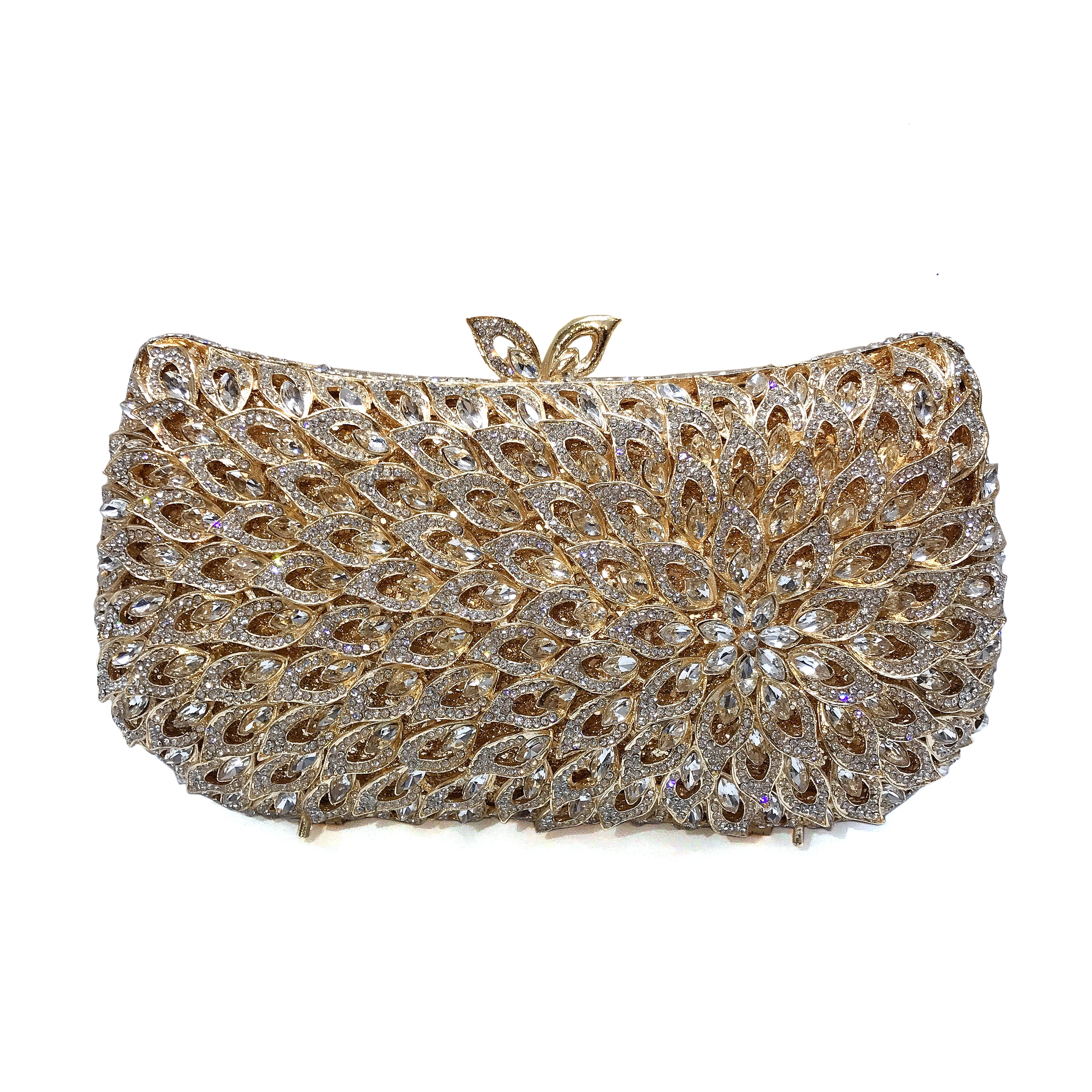 

High Quality Luxury Sparkle Formal Square Shape Crystal Rhinestone Evening Bag Gold Silver Women Clutch Bag
