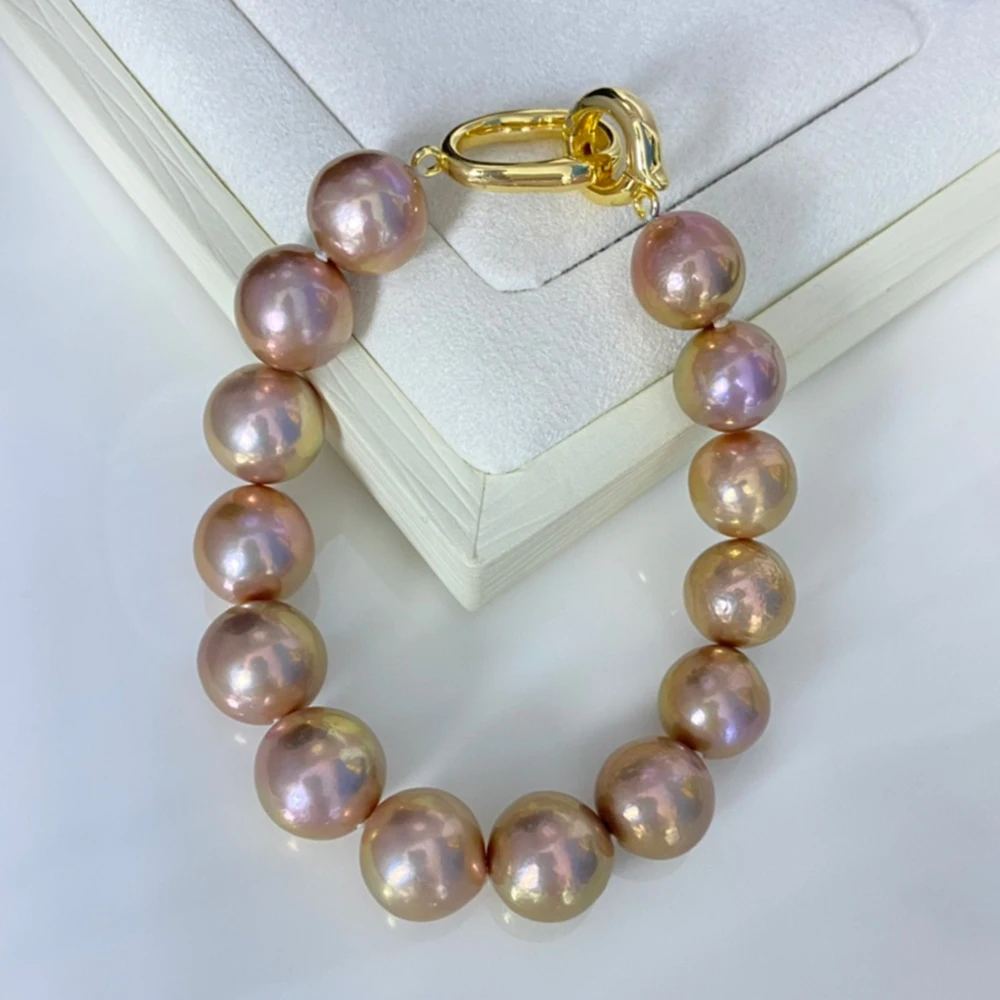 Extremely Rare Metallic Color Natural Baroque Pearl Bracelet 10-11mm Chocolate Color Real Pearl Bead Bracelet Women Fine Jewelry