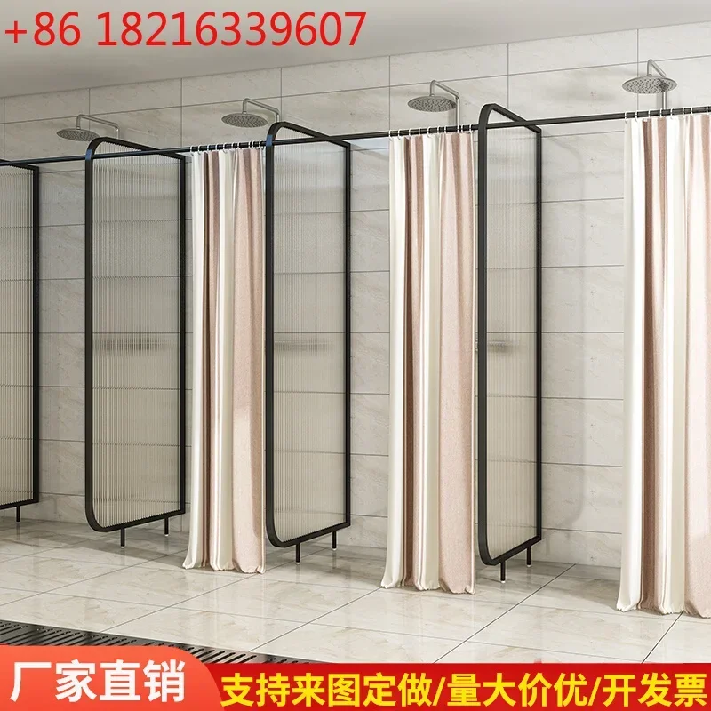 Bathhouse shower room partition stainless steel glass partition board gymnasium swimming pool shower room baffle