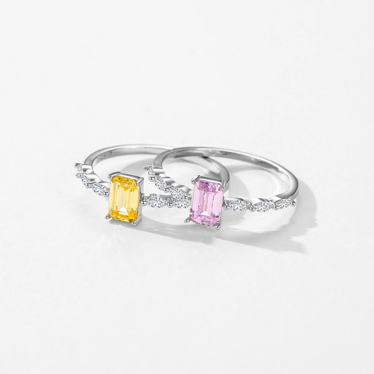 MODIAN-Bague en argent regardé 925 véritable pour femme, Joaillerie fine de luxe, Strass exquis, Taille émeraude, Rose, Jaune, Bague de mariage