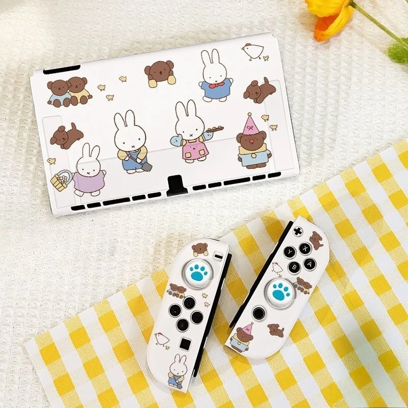 Anime Miffy Switch Oled Protective Case Soft Silicone Ns2 Easy To Disassemble Ultra Thin Prevent Hand Sweat Handle Shell Kawaii