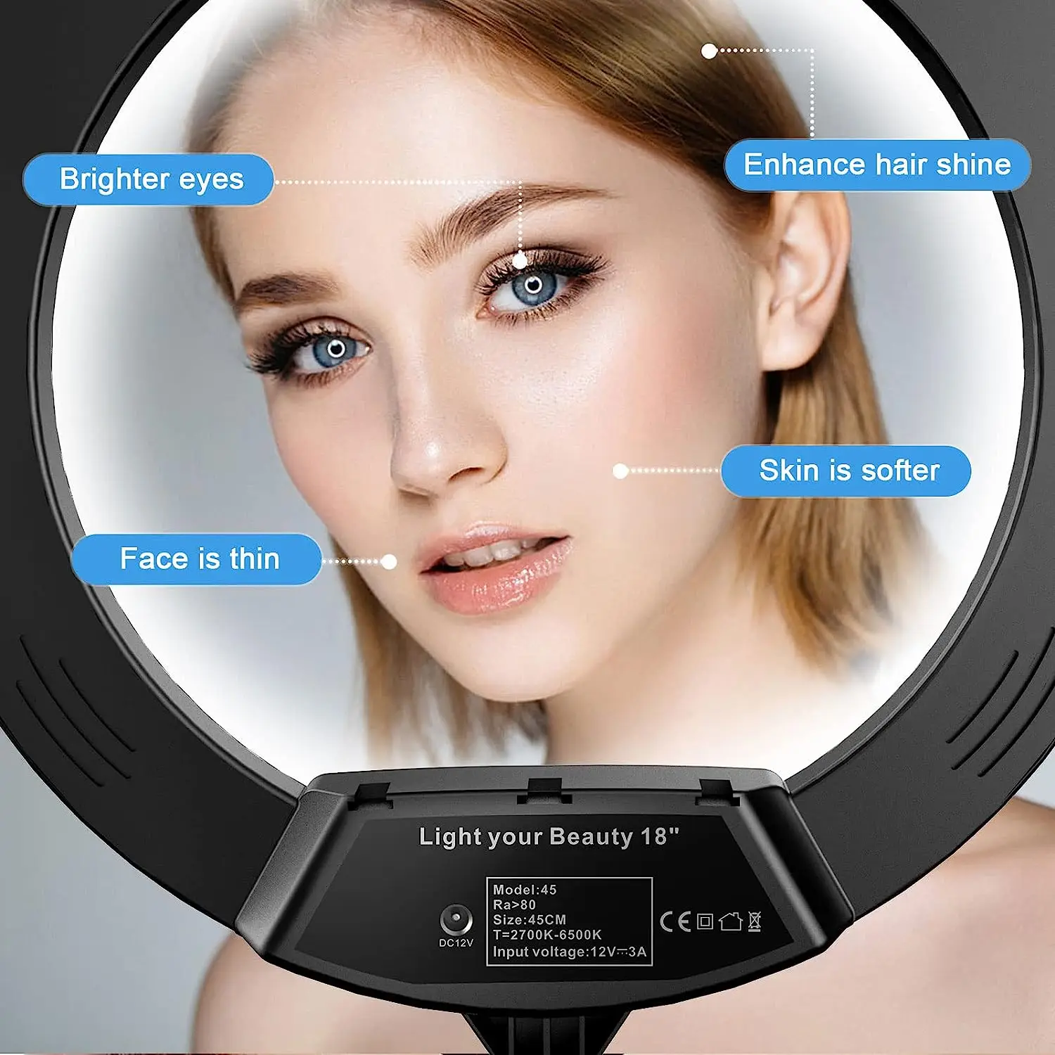 18 Selfie LED Ring Fill Light with Tripod Stand Photography LED Ring Light Makeup Video Shooting Tripod Phone Ring Light