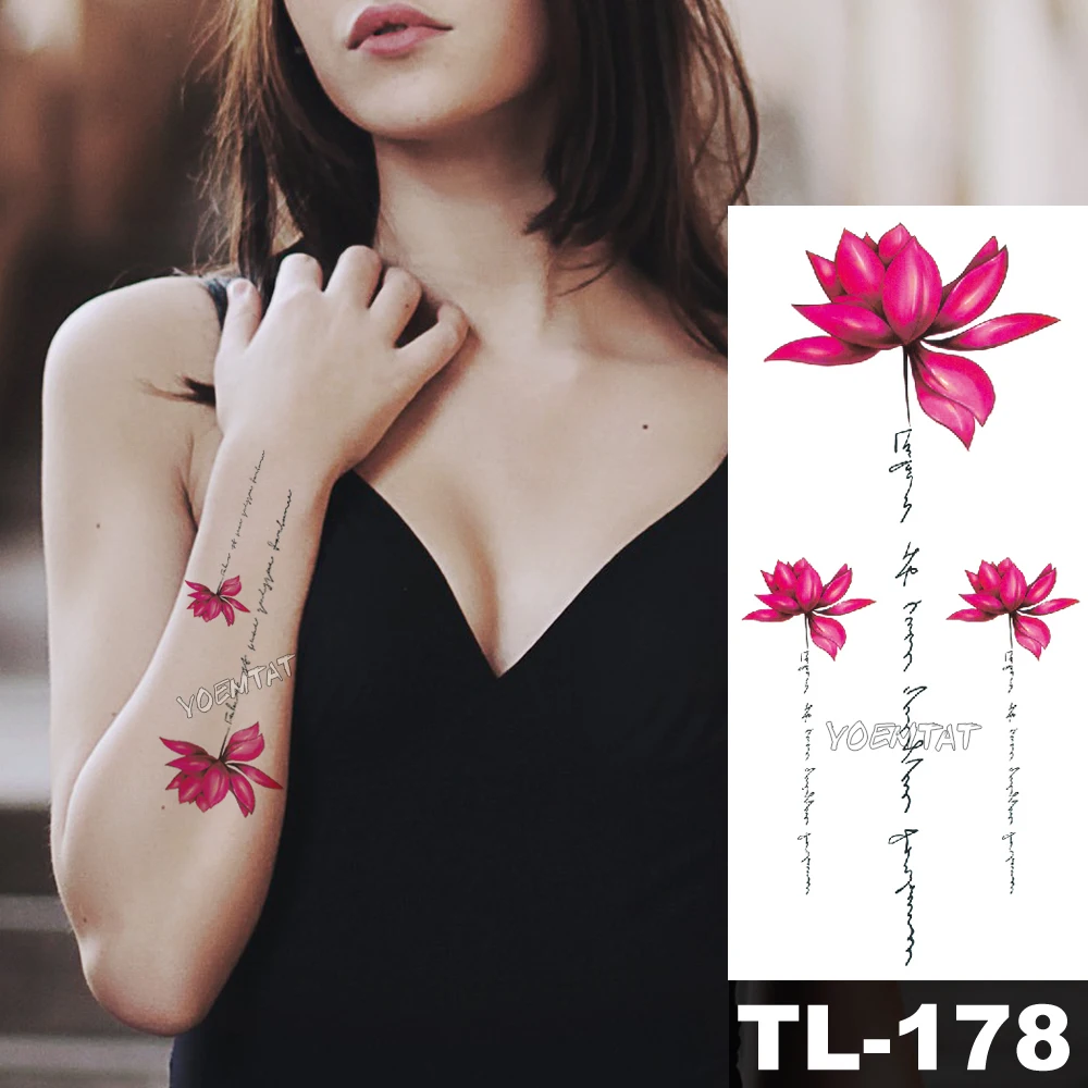 Waterproof Temporary Tattoo Sticker 3D Flower Sexy Shoulder Fake Tatoo Women Color Lifelike Natural Safe Water Transfer Printing