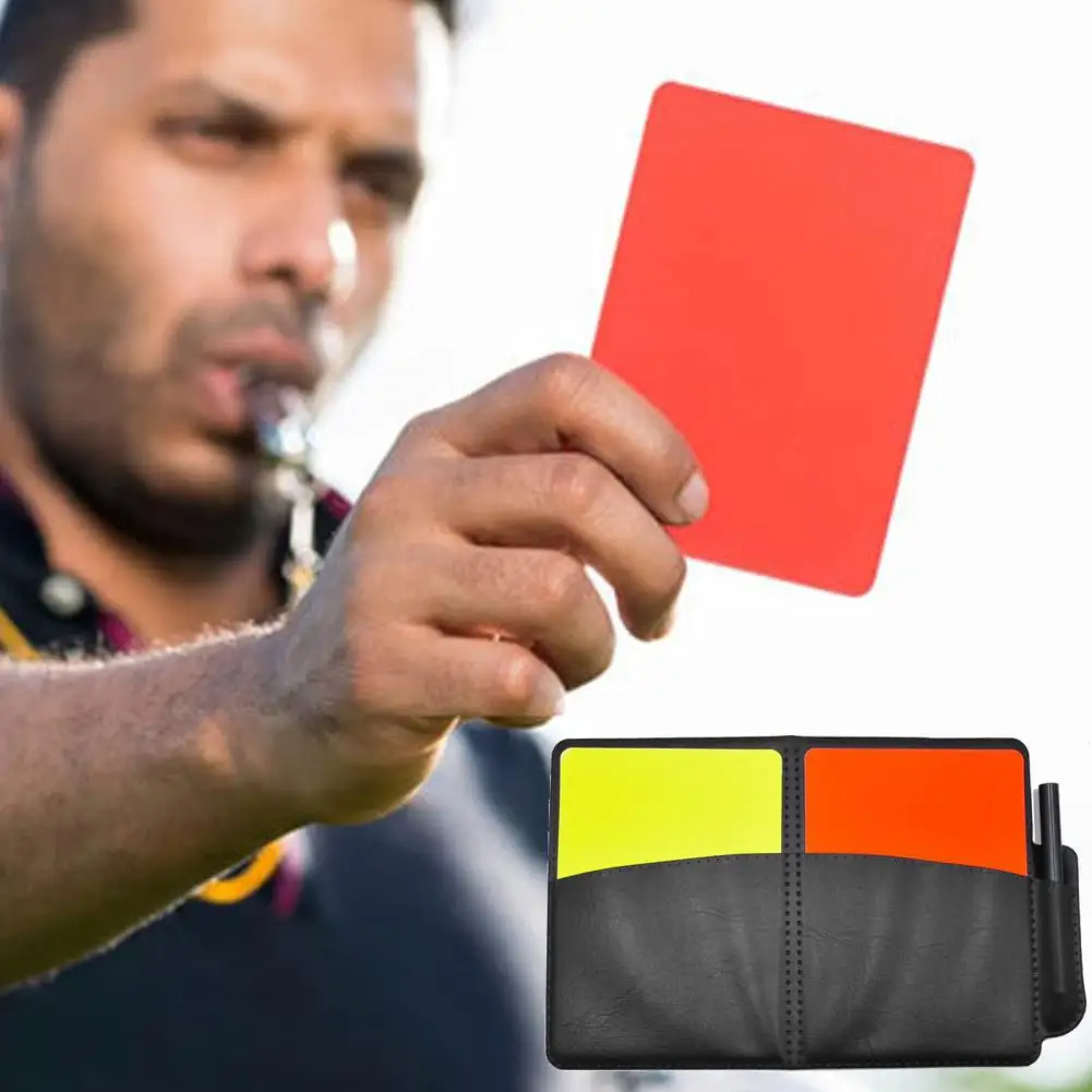 Voetbalscheidsrechter Kaart Professionele Rood Gele Kaarten Pen Fluitjes Kaart Mouwen Set Voetbal Training Scheidsrechter Waarschuwingskaarten