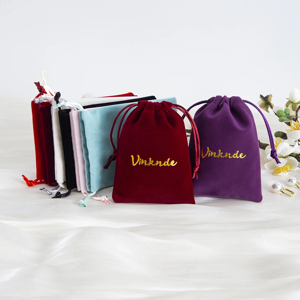 

50pcs Custom Logo Plush Thickened Velvet Bag Jewellery Storage Perfume Packing Soft Eyeglasses Drop-proof Pearl Necklace Pouches