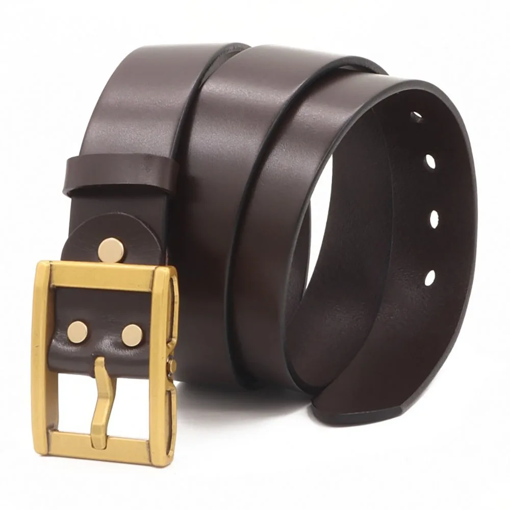 

Men's High-grade Belt with Copper Buckle, Versatile, 3.8CM Business Style Belt, Top Layer Cowhide, Washed Plain Belt