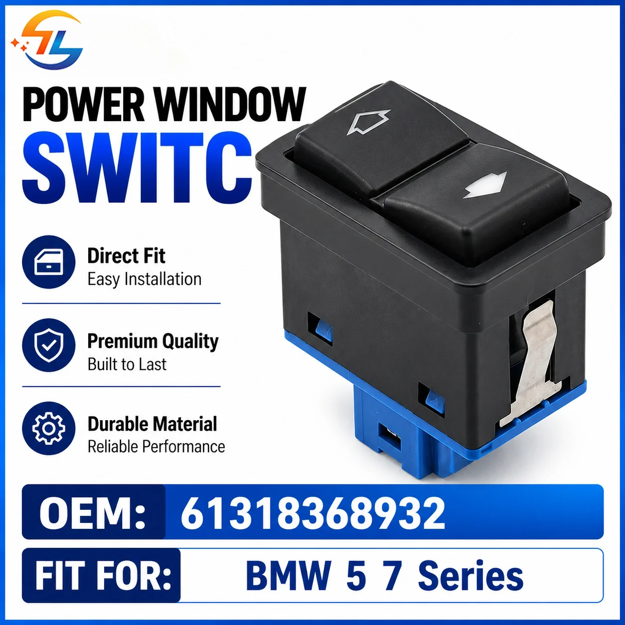 For 1995 1998 2000 2001 2002 BMW 5 7 Series E38 E39 520i 528i 740iL 750i  Eletric Window Switch Regulator 61318368932