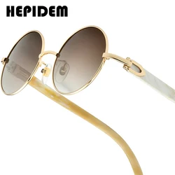 HEPIDEM Buffs Sunglasses Men Brand Design Square Luxury Diamond Sumptuous Sun Glasses for Women Buffalo Horn Glasses