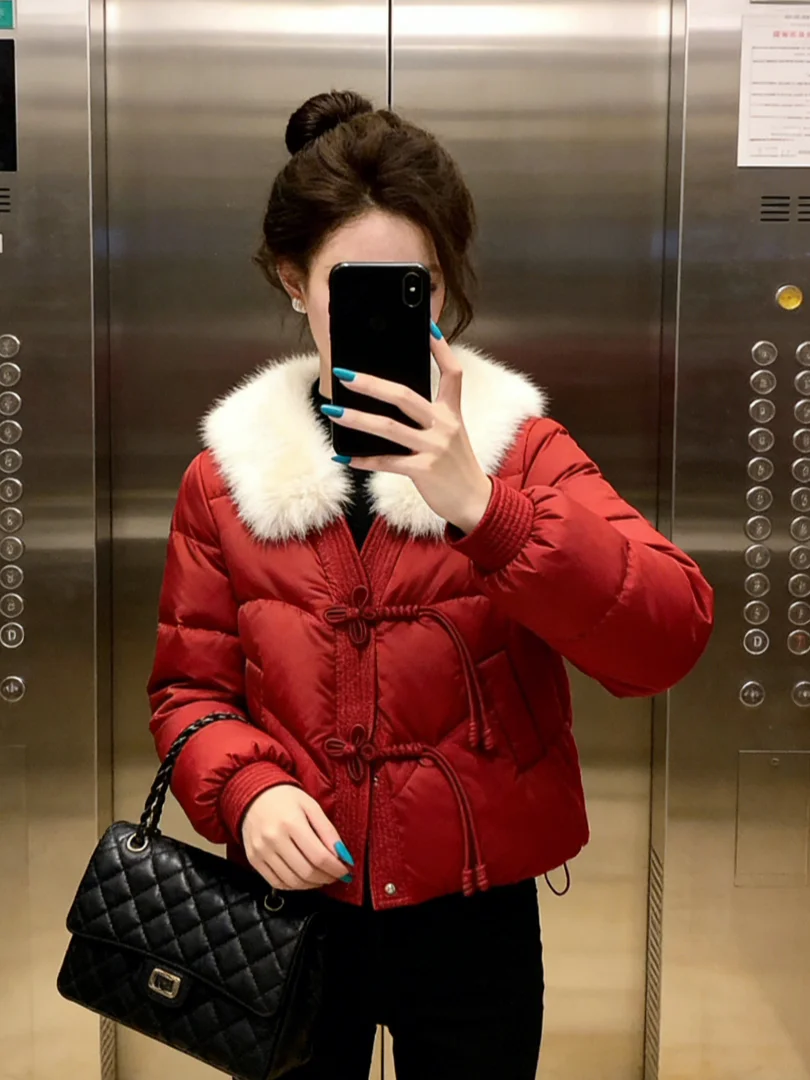 

Sli Red Thiened, теплая хлопковая куртка или стеганая верхняя одежда, зимняя одежда, корейское пальто маленького размера для женщин