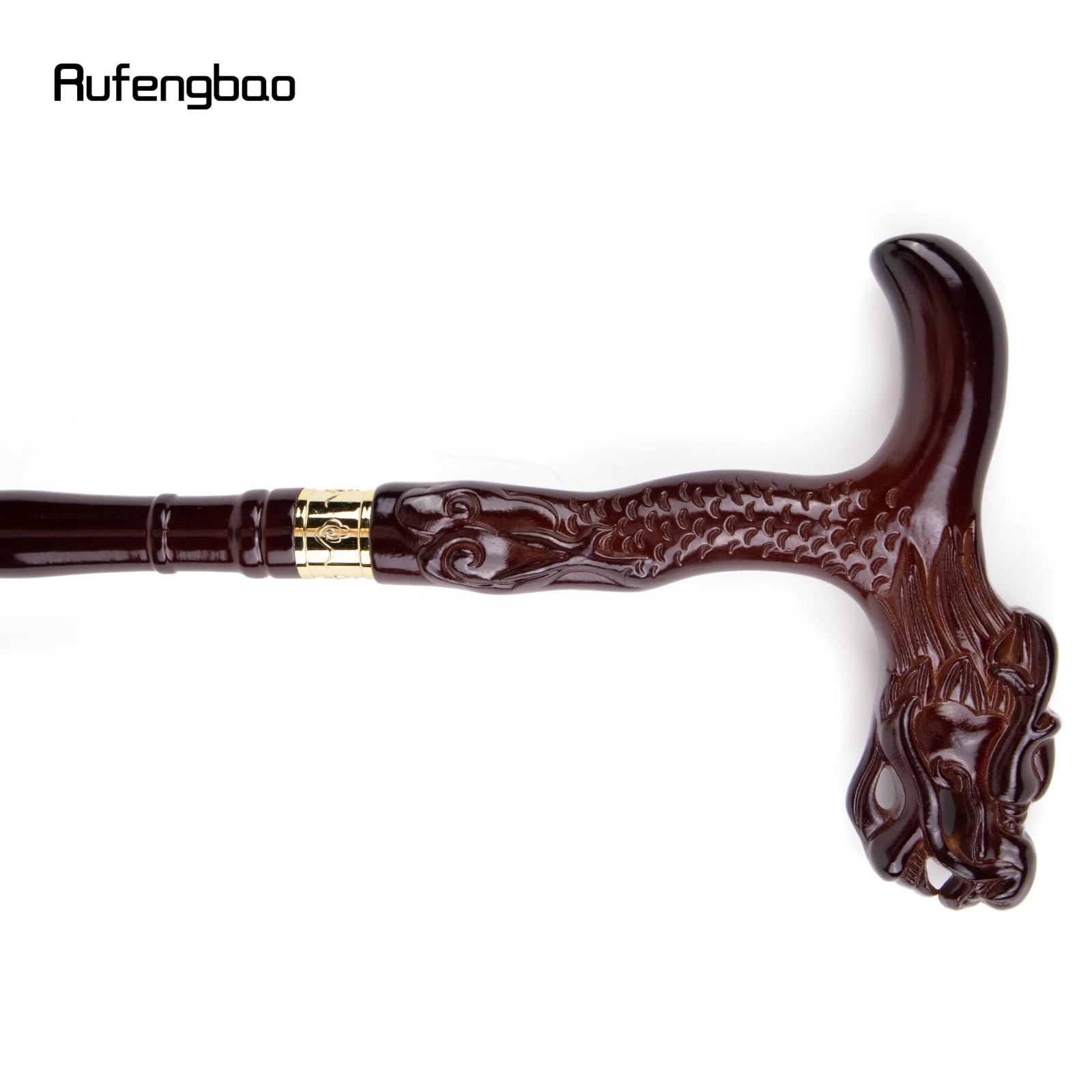 Roter Drache Holz Single Joint Mode Gehstock dekorative Cosplay Cane Halloween Mace Krücke Zauberstab Crosier 84cm