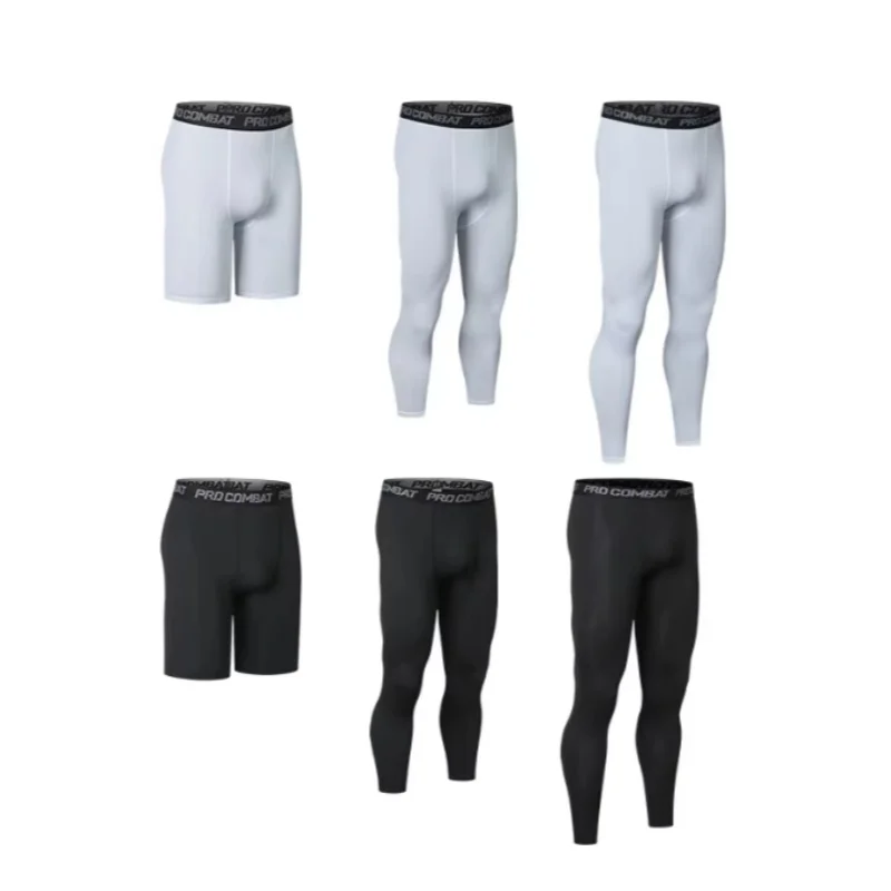 Men's Leggings Compression Pants Sports Leggings Basketball Quarter Shorts Quick Drying Running Training Stretch Fitness Pants
