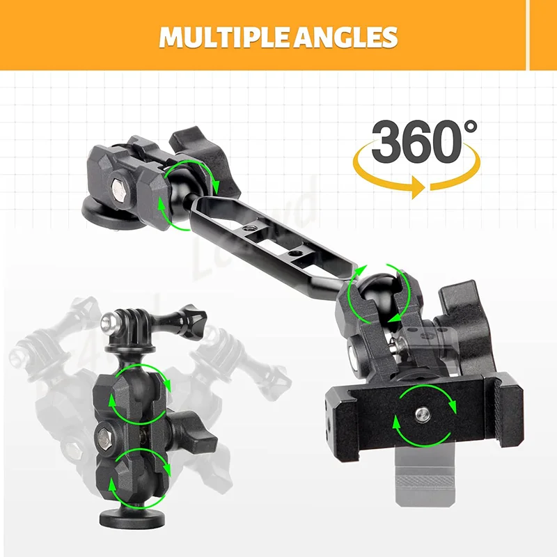 LC4WD 4x4 Accessories 360° Adjustable Dashboard Phone Holder Anti-Shake Stabilizer with GoPro Mount For Ford Bronco 2021-2025
