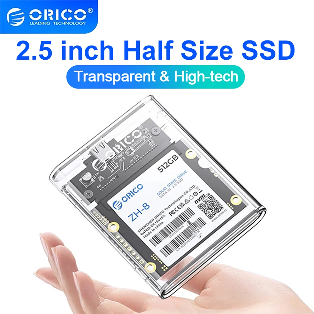 ORICO 2.5 インチハーフサイズ SSD ケース USB C HDD ケース Type-C ハードドライブエンクロージャ 5Gbps サポートオートスリープ 2.5 インチ SSD ミニサイズ