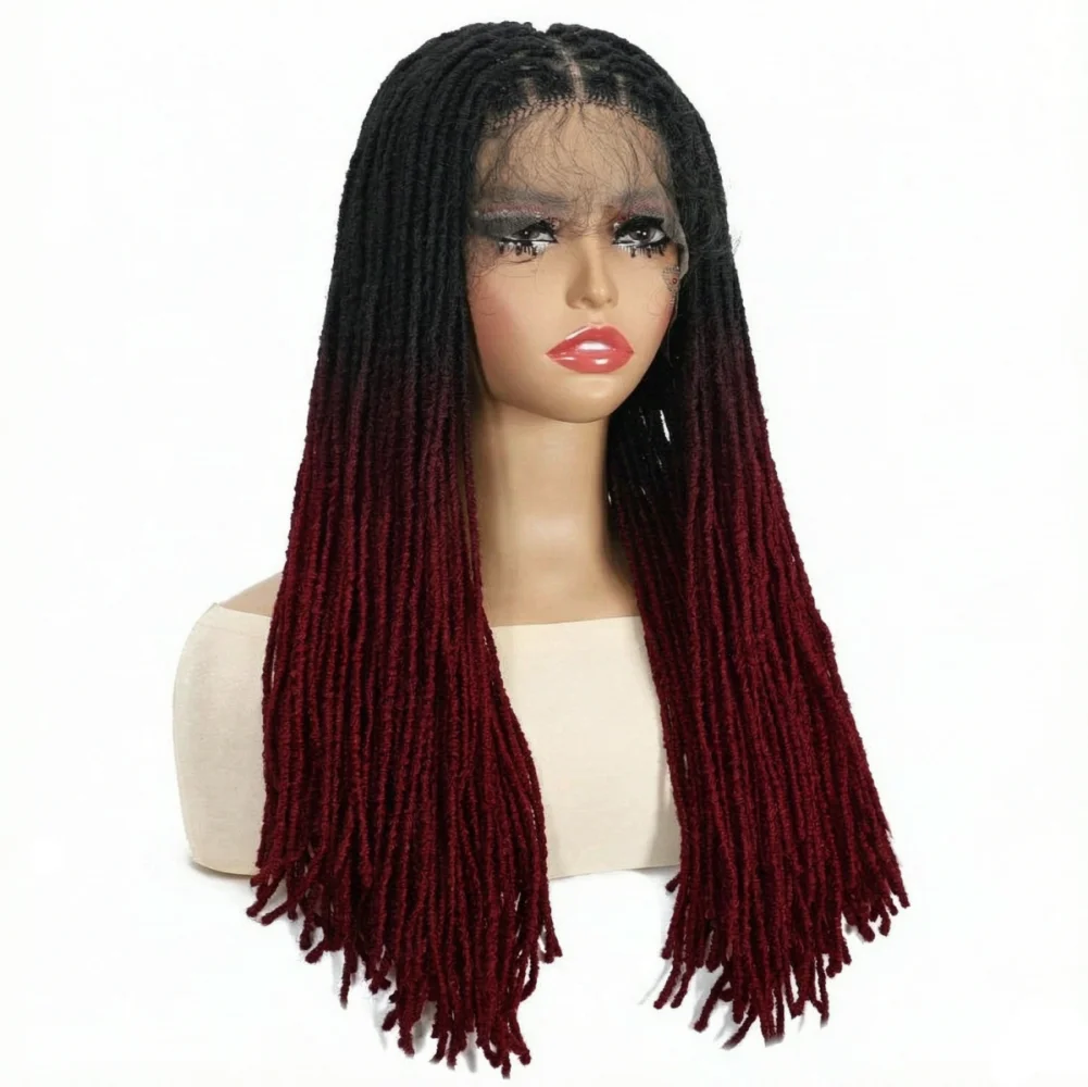 0.4cm Width Dreadlock Hair Wig for Women with Baby Hair in Front 13x5 Lace Frontal Synthetic Wig 18 inch Glueless Crochet Wigs