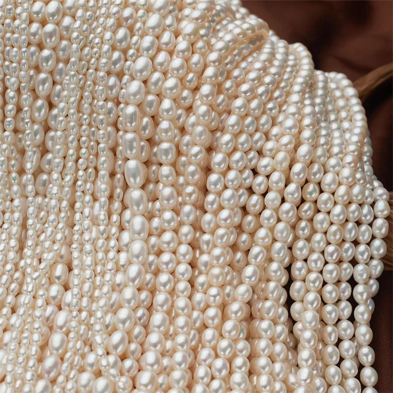 

Natural Freshwater Pearls AAAA Grade Rice White Pearl Beads for Making DIY Exquisite Necklace Bracelet Earring Jewelry 38-39cm