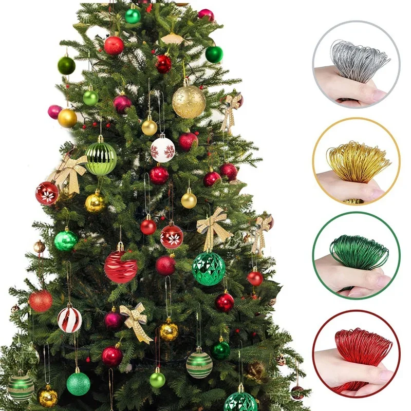 100Pcs Christmas Ornaments Hanger String Lanyard Hook Christmas Decorations for Home 2024 Xmas Navidad Natal New Year 2025 Gifts