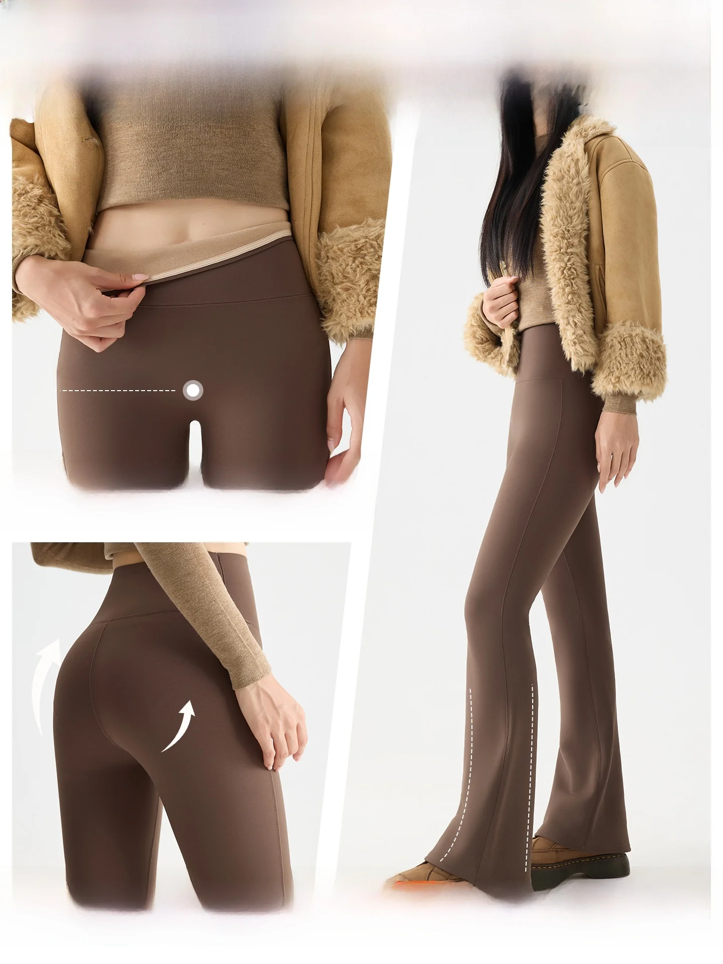 High Waist Fce Lined Yoga Pants Women's Spring Autumn Winter Casual Bell Bot Trousers Slimming Abdomen Enhancing