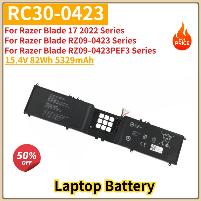 RC30-0423 Laptop Battery 15.4V 82Wh 5329mAh For Razer Blade 17 2022 RZ09‑0423 RZ09‑0423PEF3 High Quality Replacement Battery