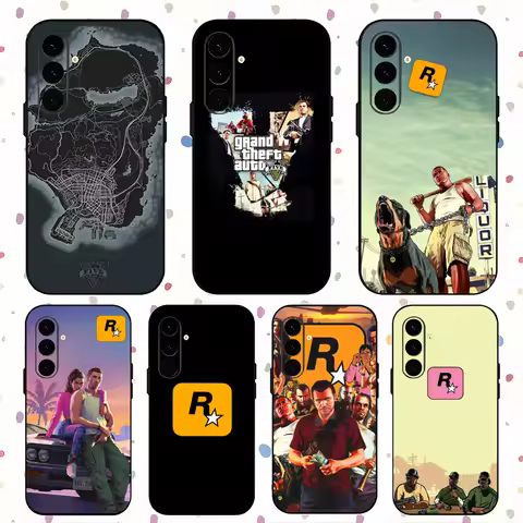 Hot Game G-GTA 5 R-Star Cool Phone Case For Samsung Galaxy S25 S24 S23 S22 S21 S20 Plus Ultra Note20 Soft Black