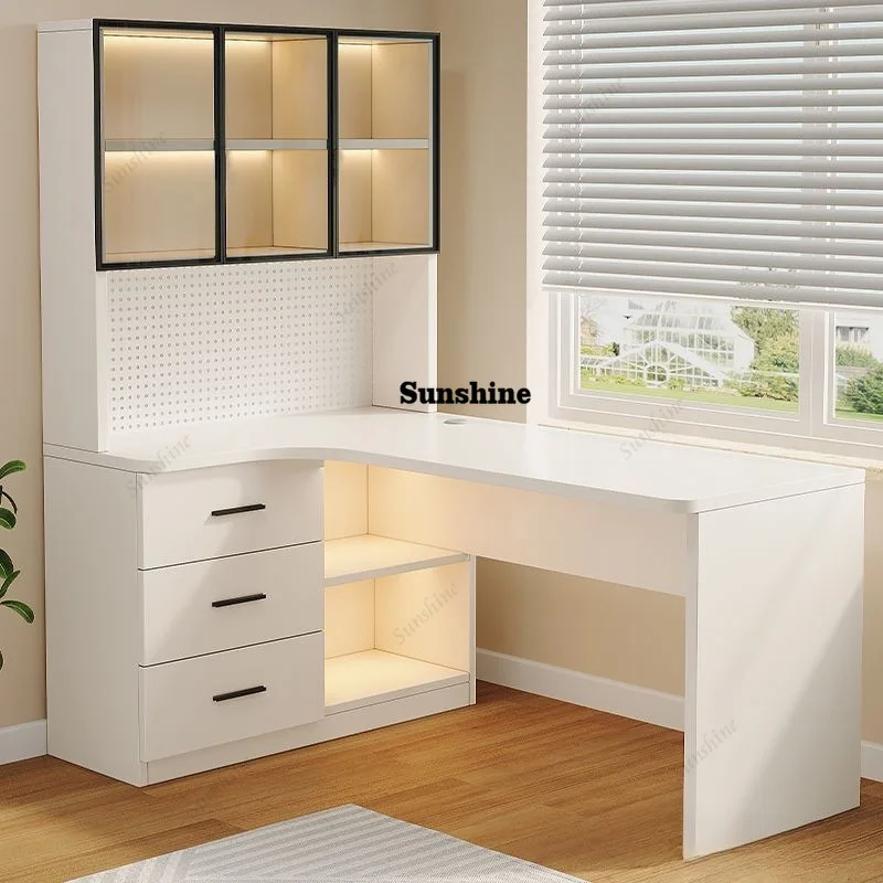

Factory direct sales corner desk hole board household desk bookshelf study room integrated simple light luxury study table compl
