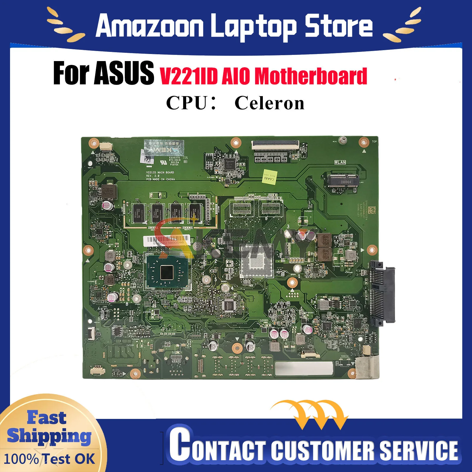 

V221ID Motherboard For ASUS Vivo AiO V221ID V221I V221IA V221IC Mainboard With Celeron CPU 100% tests OK fast shipping stk