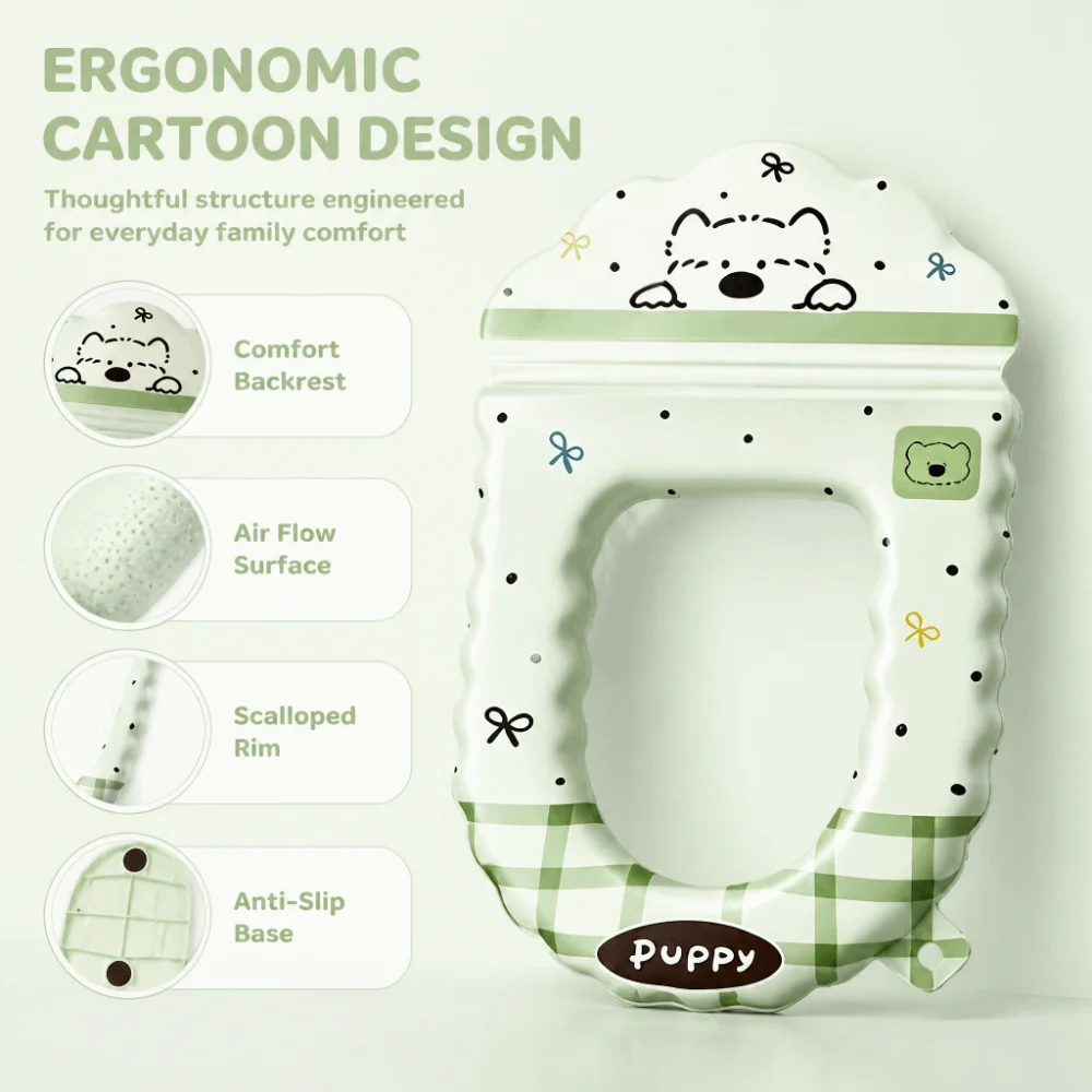 EVA Backrest Toilet Seat Cover Thickened Self-adhesive Toilet Mat Cartoon Dog with Handle Aromatherapy Toilet Seat Cushion