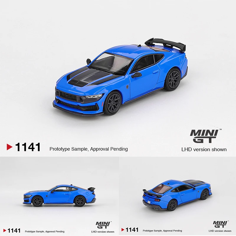 

Предпродажа MINIGT 1141 1:64 Ford Mustang Dark Horse 2024, синий граббер, литая под давлением модель автомобиля, коллекция игрушек
