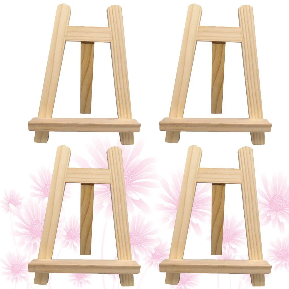 4pcs Small Easel Solid Wood Painting Stand For Artists Students Triangle Support Display Rack Photo Frame Holder Mini Wooden