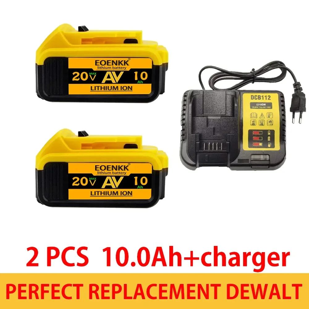 1-3piece 20V 10.0Ah 10000mAh DCB200 18650 Replacement Li-ion Battery for DeWalt MAX DCB205 DCB201 DCB203 Power Tool Batteries