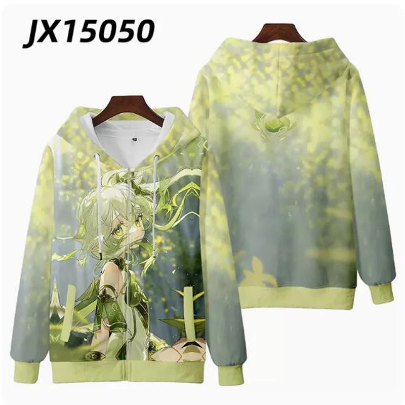 Genshin Impact Cosplay Costume Ningguang Klee Diluc Venti Qiqi Xiao Keqing Kaedehara Kazuha 3D Hoodie Zipper Hooded Sweatshirt