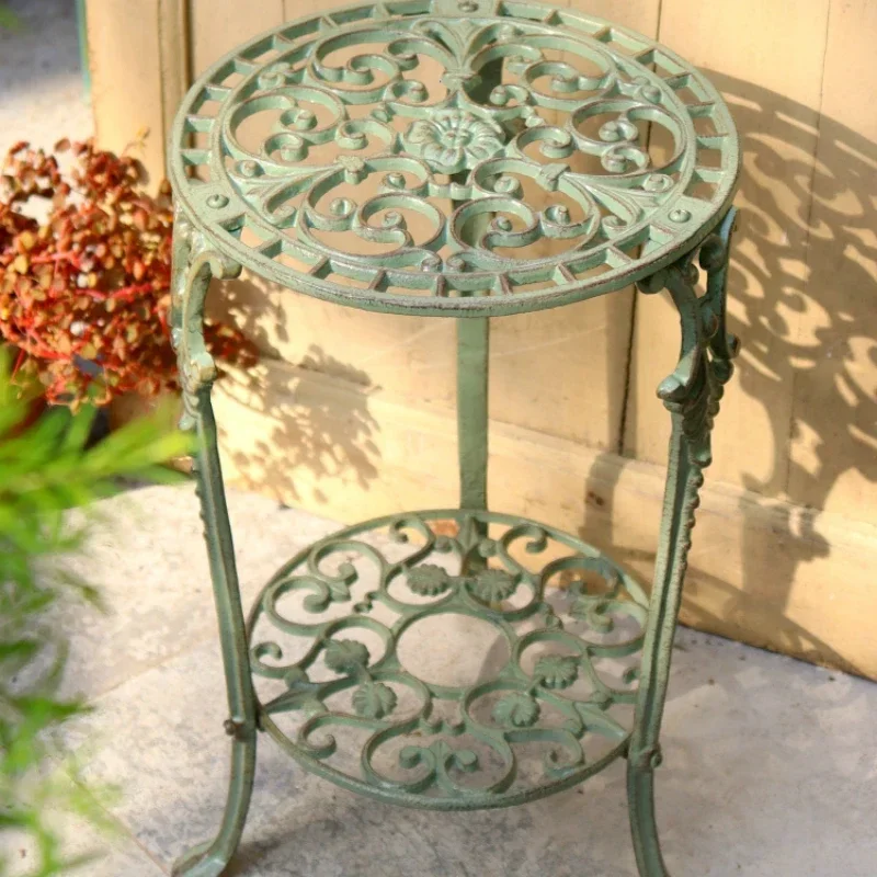 Support de fleurs en fonte pour balcon, étagère de jardin, présentoir de plantes de terrasse, tabouret européen double couche, porte-plantes en