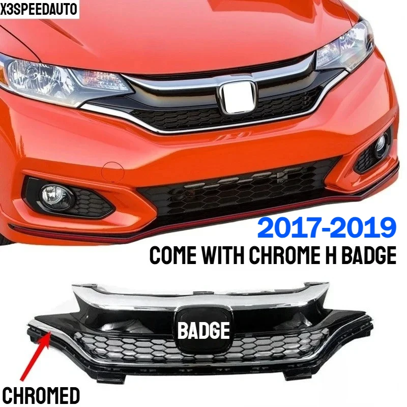 Fit For Honda 2017-2019 Mk4 Jazz/Fit Grill Racing Grills Modication Upgrade Replacement Front bumper Parts