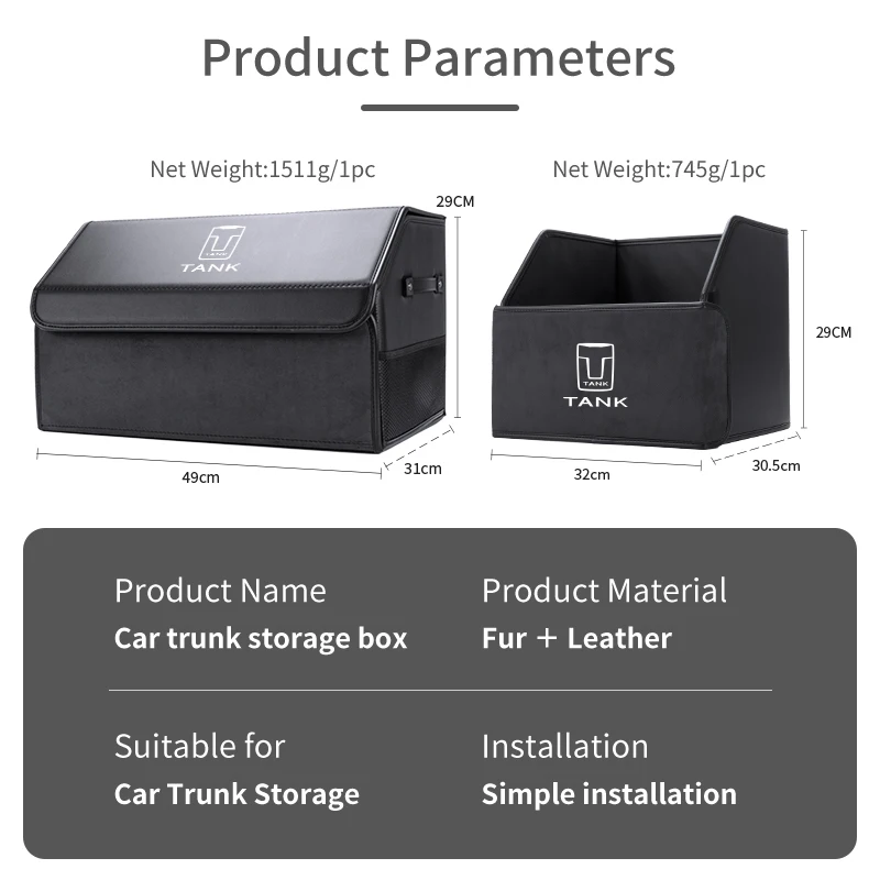 Car Trunk Boot Organiser Storage Folding Large Capacity Storage Box For Great Wall GWM WEY Tank 300 500 Tank300 Tank500