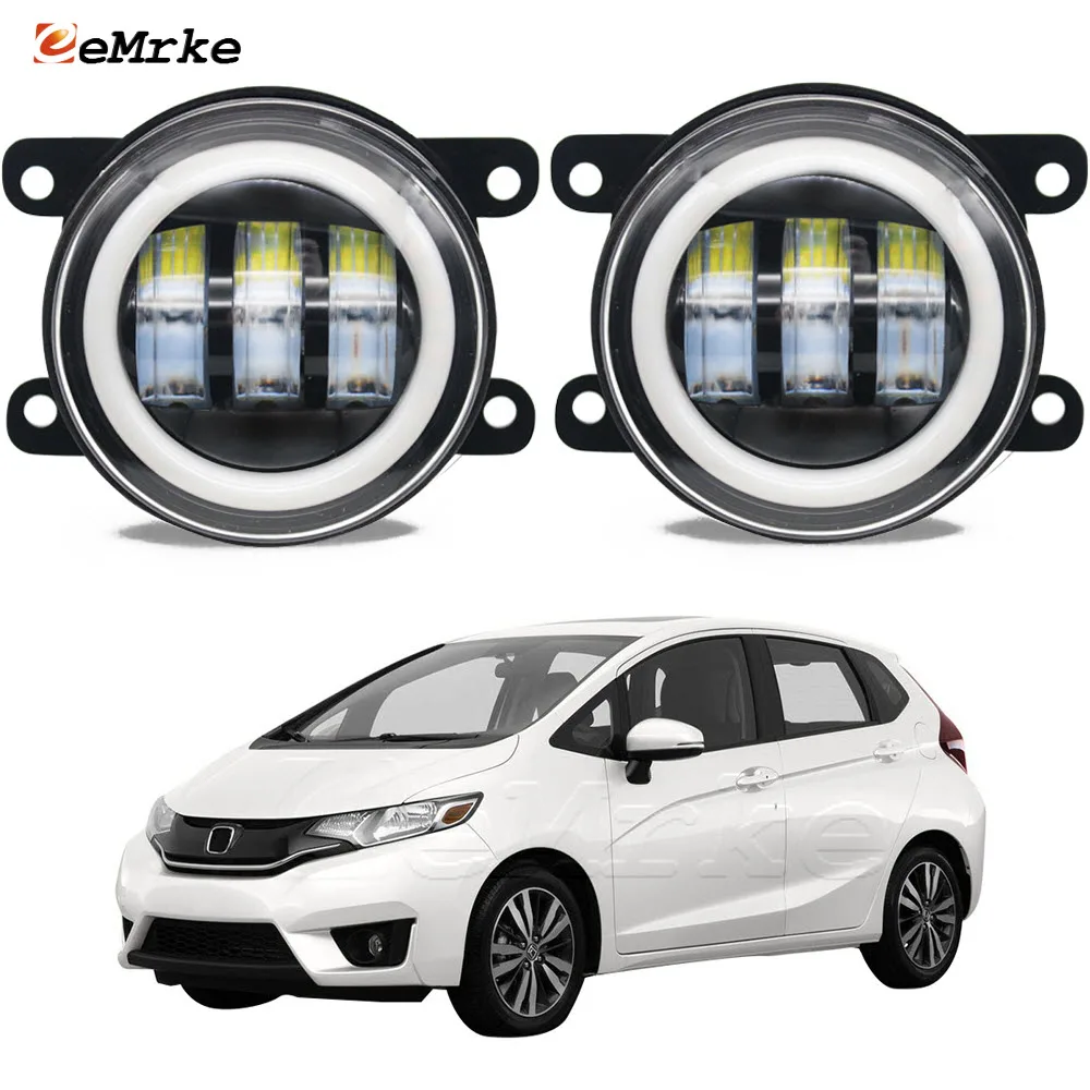 Led Fog Lights PTF 30W W/ Lens for Honda Fit Jazz GP GK 2015- up. Turn Signal Lamp Angel Eye Car DRL Halo Daytime Running Light