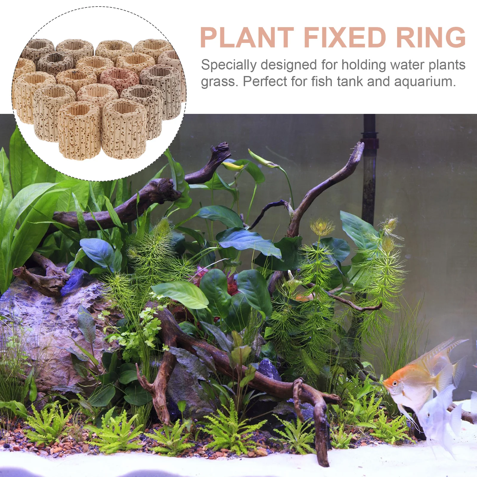 

20Pcs Water Plant Fixed Ring Pottery Durable Gravity Sink Aquarium Fish Tank Landscape Holder Plant Fixed Ring